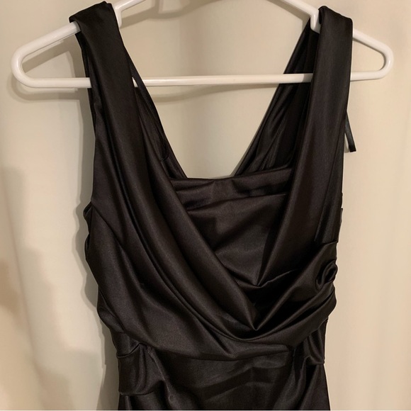 Rouched satin cocktail party dress from Le Chateau. Very flattering. - Picture 3 of 14